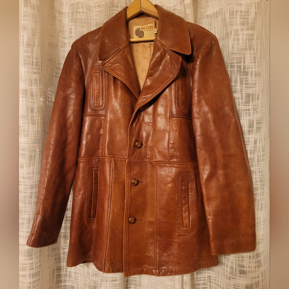 Vintage Retro Leather Jacket, Silton of California Size 42